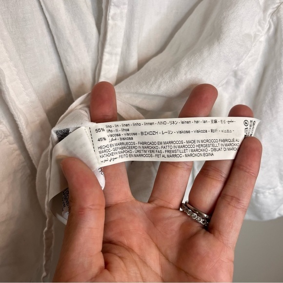 Zara White Linen Button-Down Shirt – Size L - Picture 7 of 7